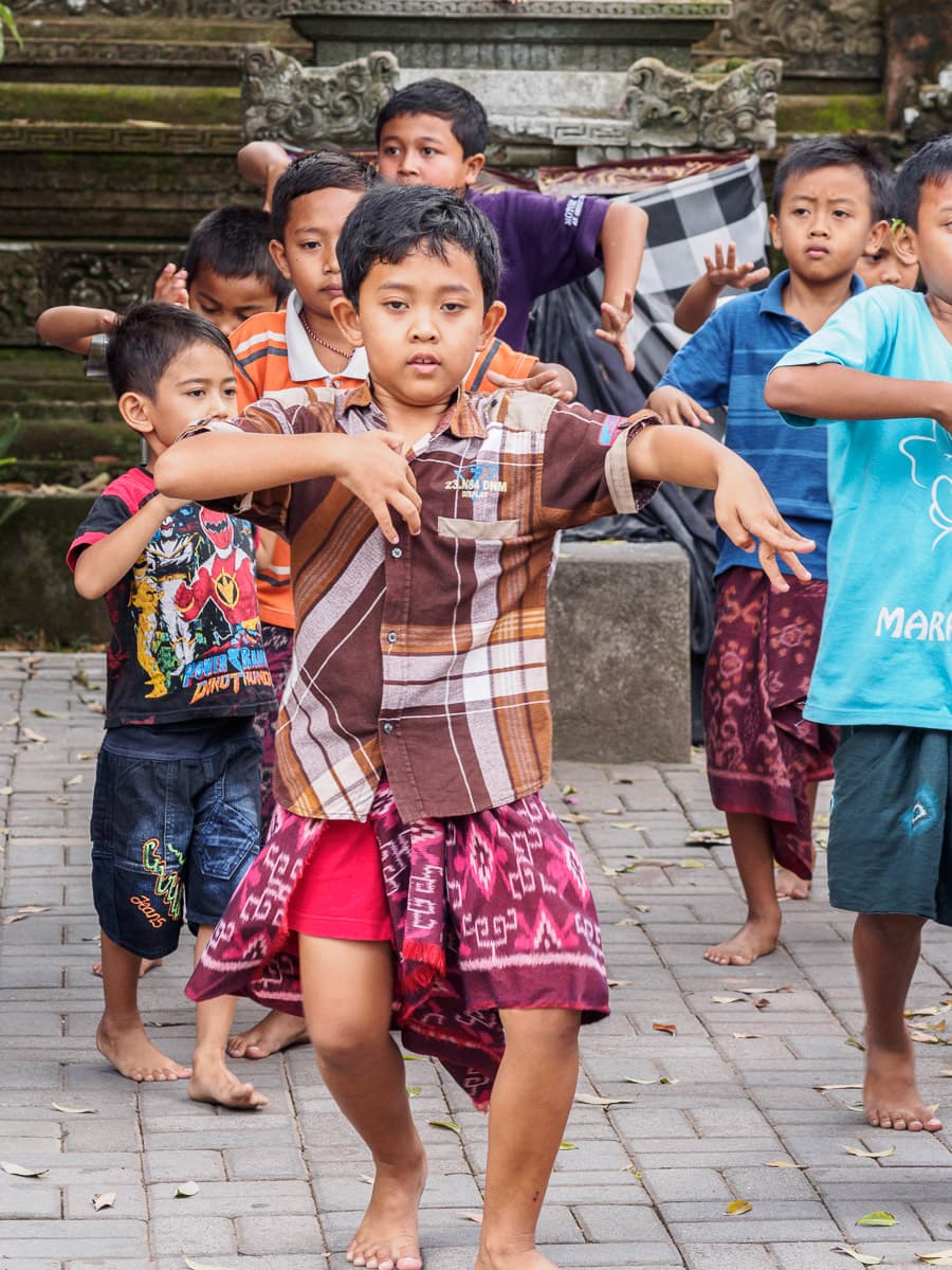Boys practicing Balinese dancing